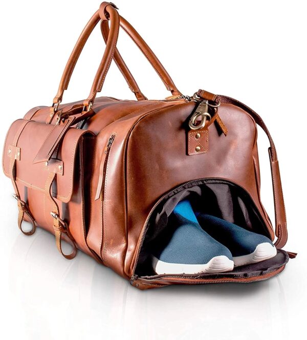 Handcrafted Leather Duffle Bag – Durable & Elegant– Stylish Travel Companion