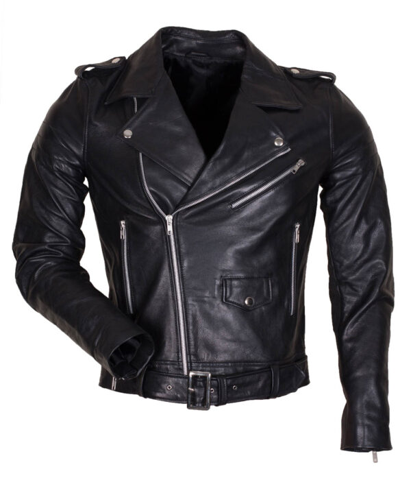 Men’s Genuine Leather Motorcycle Jacket – Classic Biker Style