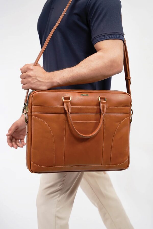Handcrafted Leather Laptop Briefcase – Stylish Work Bag