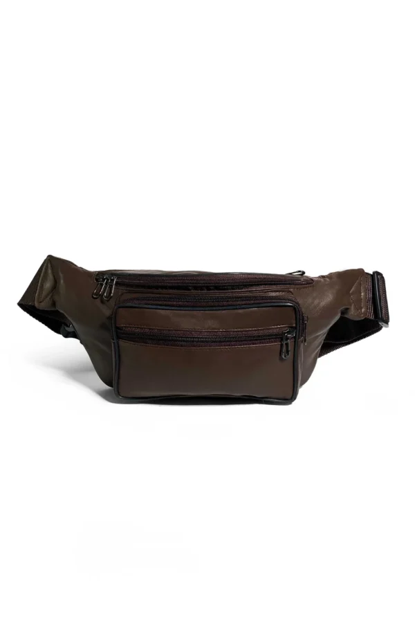 Leather Fanny Pack – Brown & Black Crossbody Bag