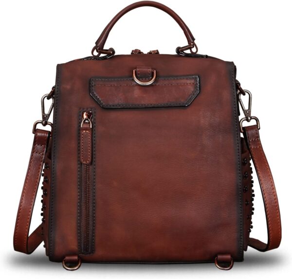 Genuine Leather Backpack for Women – Convertible Satchel Rucksack Casual Crossbody Daypack Shoulder Bag Purse