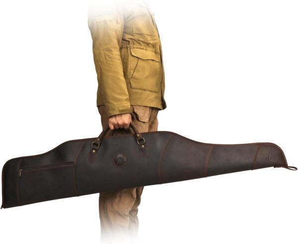 Full Grain Leather Gun Case with Shoulder Strap – Hunting & Shooting Carry Bag